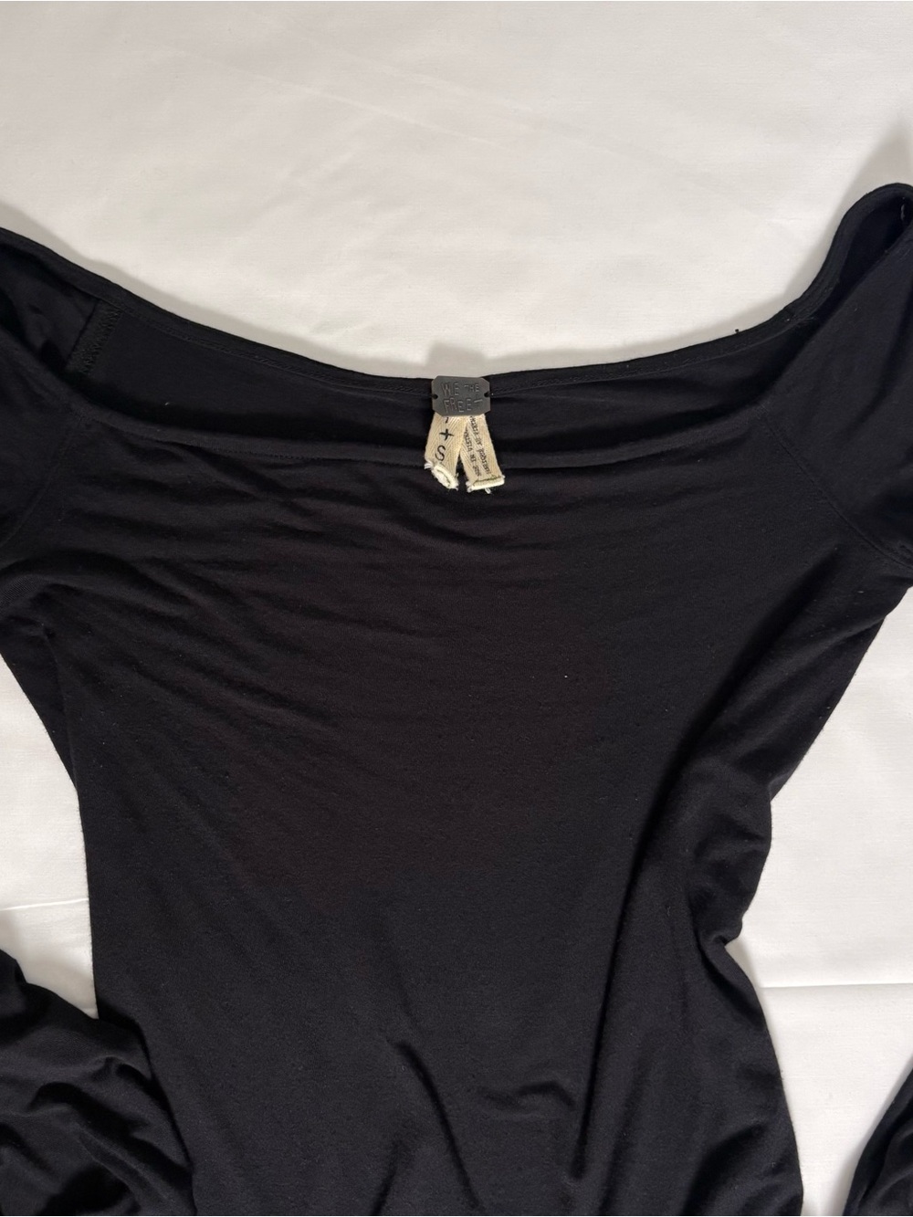 We The Free Black Off-Shoulder Long Sleeve Top with Bell Sleeves - Picture 5 of 6